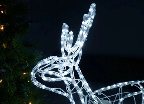 1.2m Animated Standing Reindeer with Moving Head White Lights